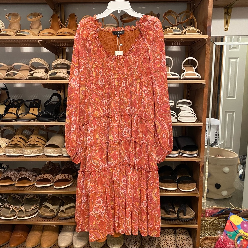 NWT Jacquie the Label Piper & Scoot Red Paisley Dress